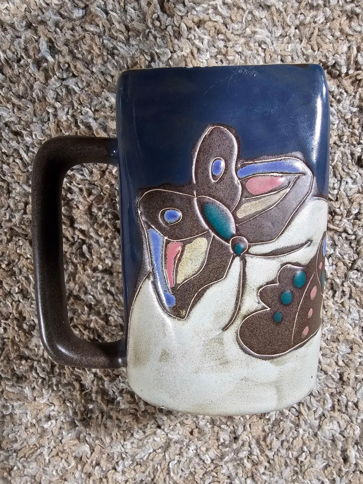 MARA LARGE MUG STONEWARE ✿ POTTERY MEXICO ✿ UNIQUE HANDMADE BUTTERFLIES