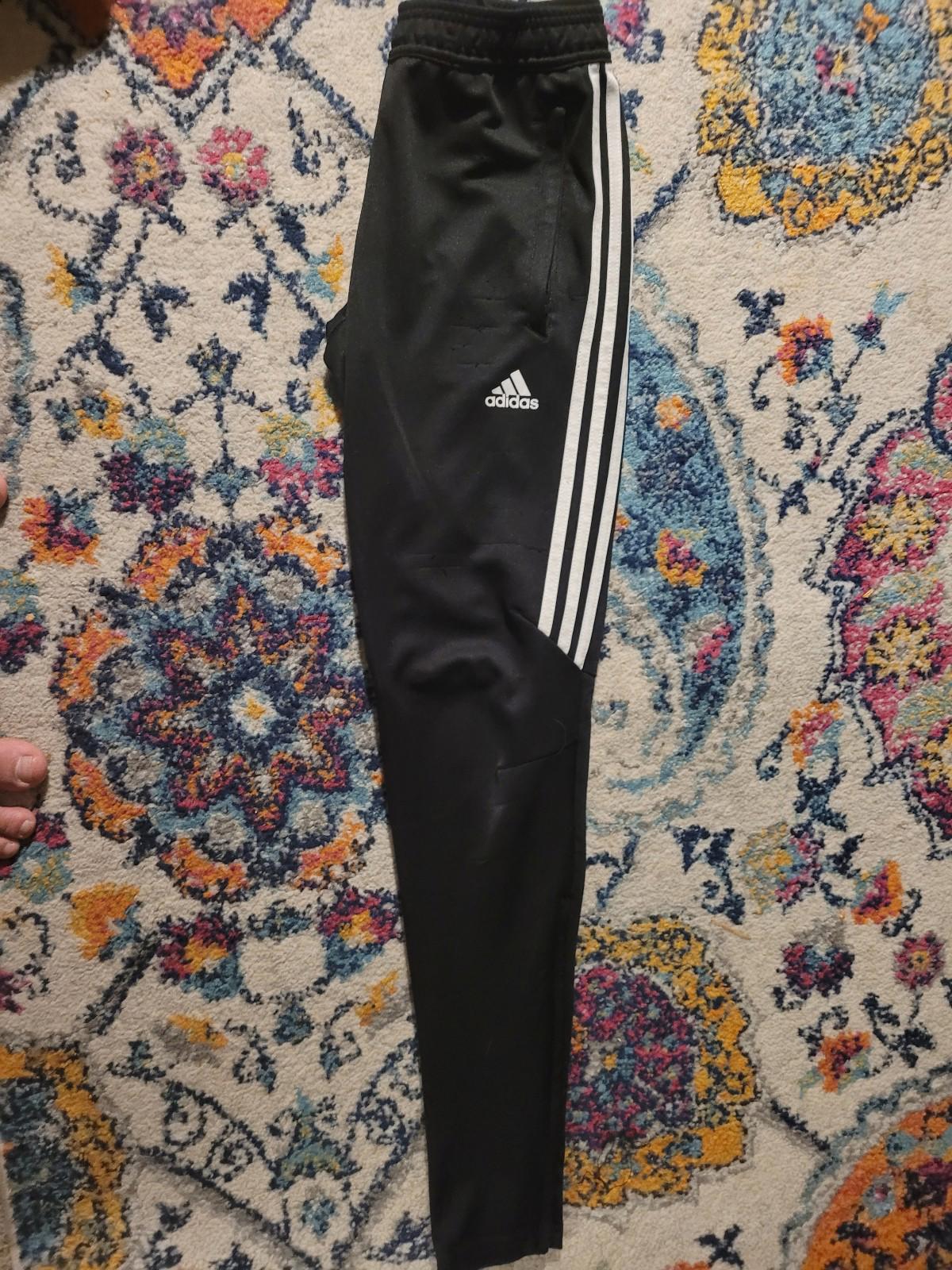 S Adidas track sweatpants missing drawstring fabric pulls