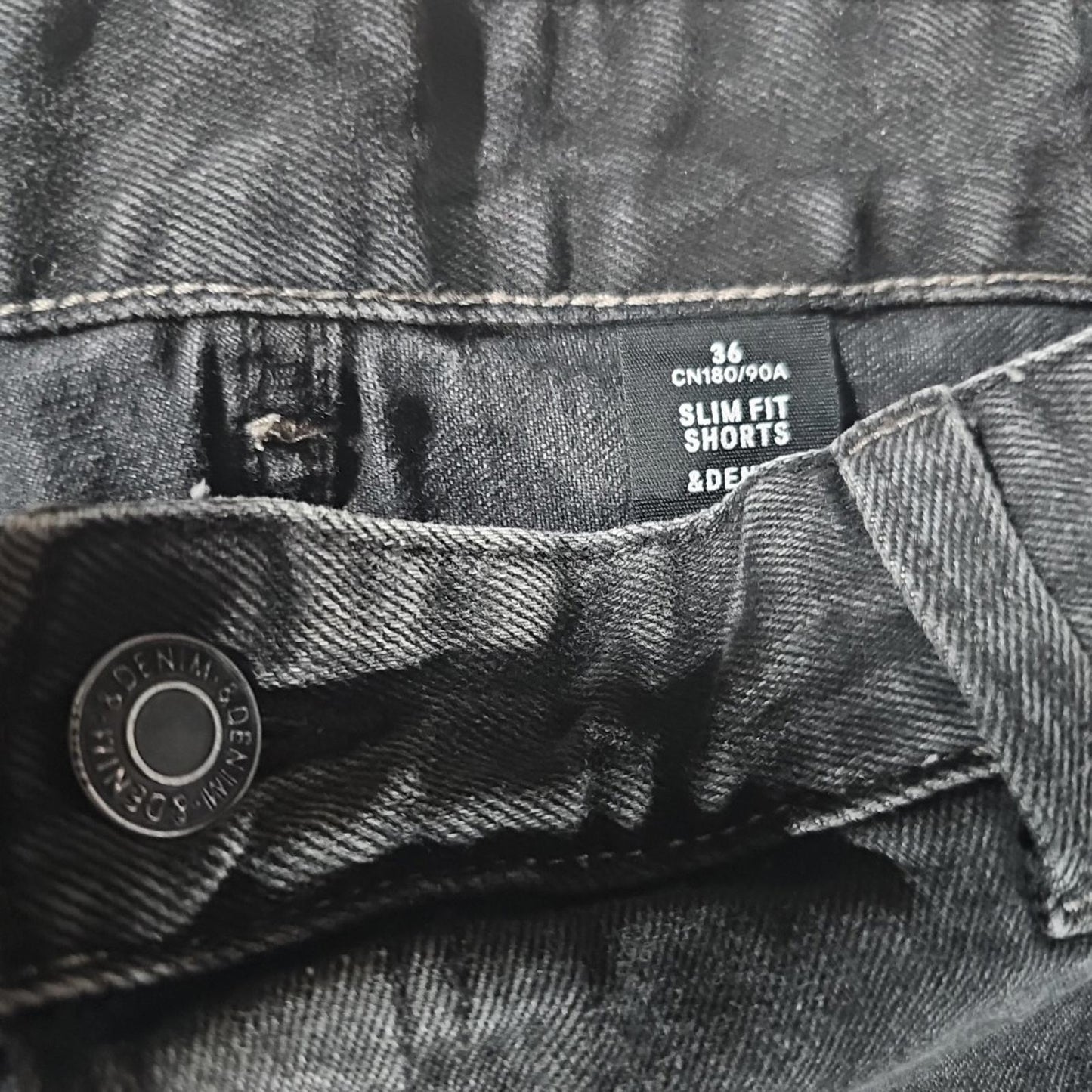 &Denim Sz 36 Slim Fit Shorts Black