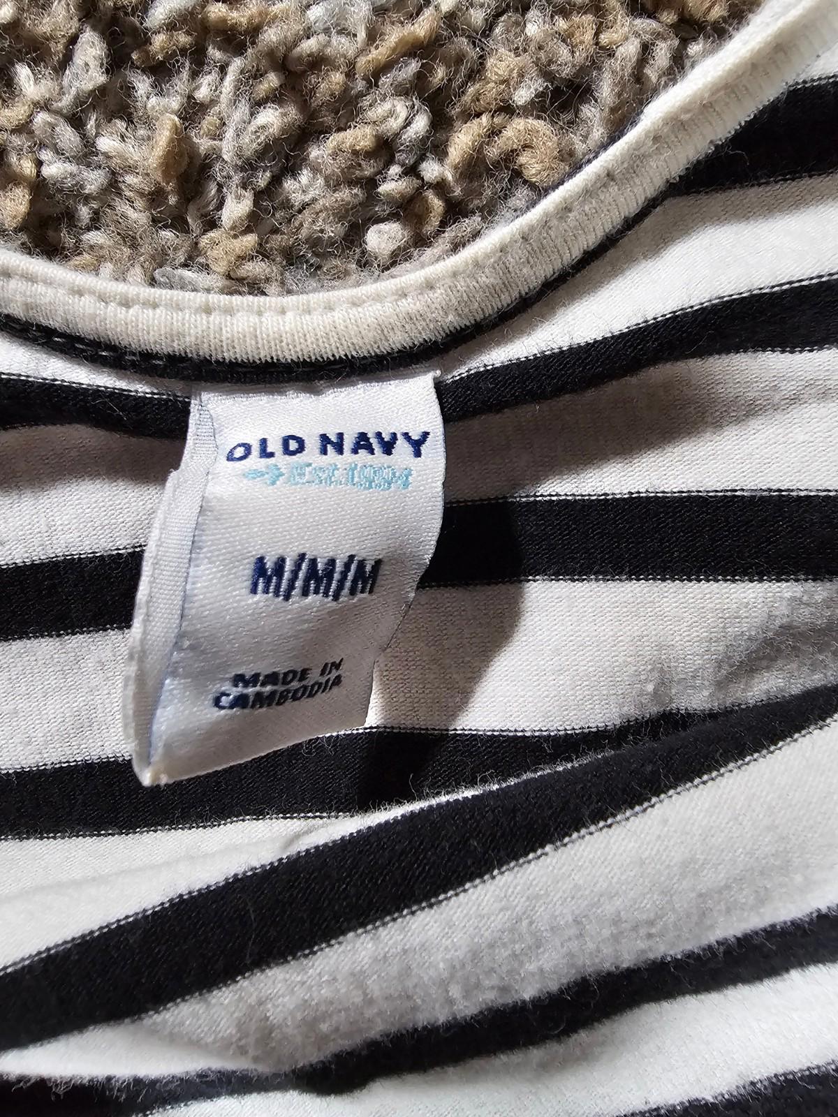 Old Navy Women's M Black White Striped Short Sleeve Dress