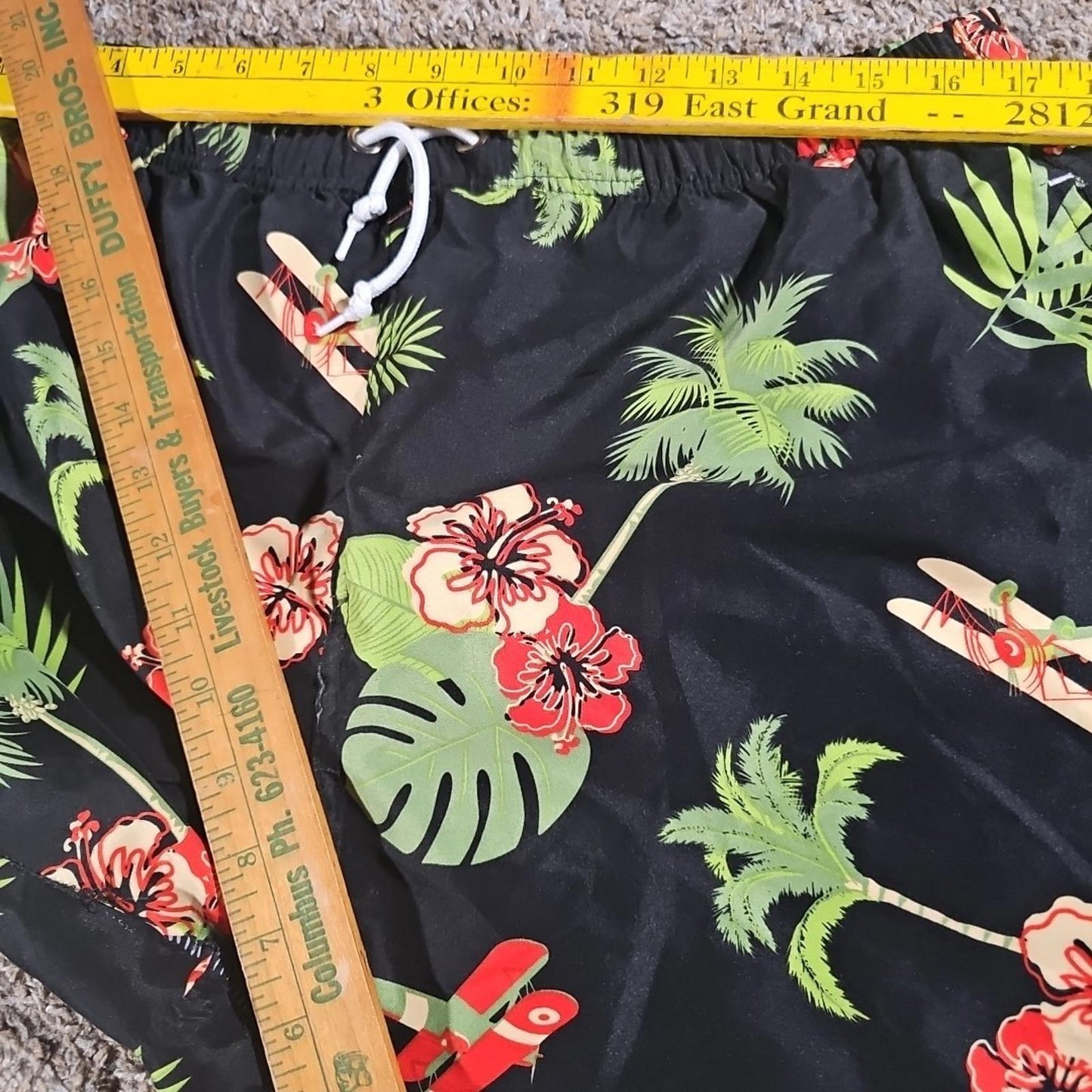Men's U.S POLO ASSN Floral Planes Mesh Lined Swim Trunks Board Shorts Size XL