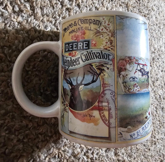 JOHN DEERE Farm Tractor "REINDEER CULTIVATOR" Logo Gibson Brand Coffee CUP / MUG