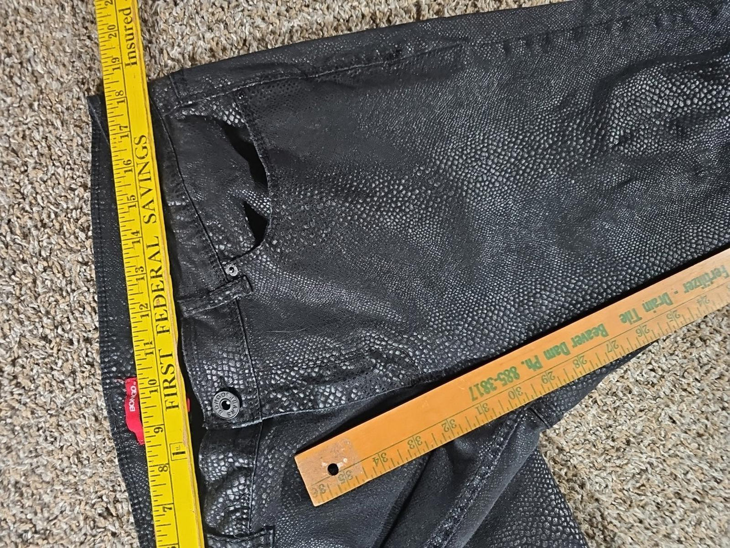 Ladies Bongo Sz 17 Black Stretch Skinny "Snakeskin" Pants