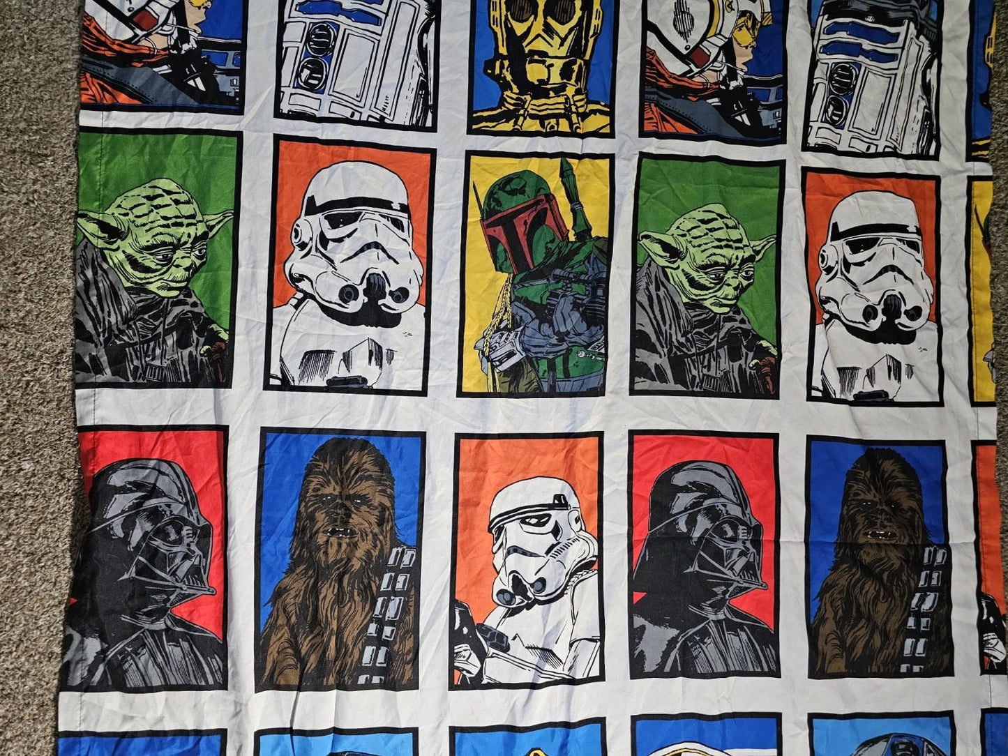Star Wars Curtains 40x64 2 Panels 2 Tiebacks Darth Luke Chewie Yoda R2D2 C3P0