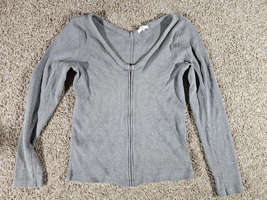 RAG & BONE FullZip Front Sweater Top Slim Fit Gray Sz L