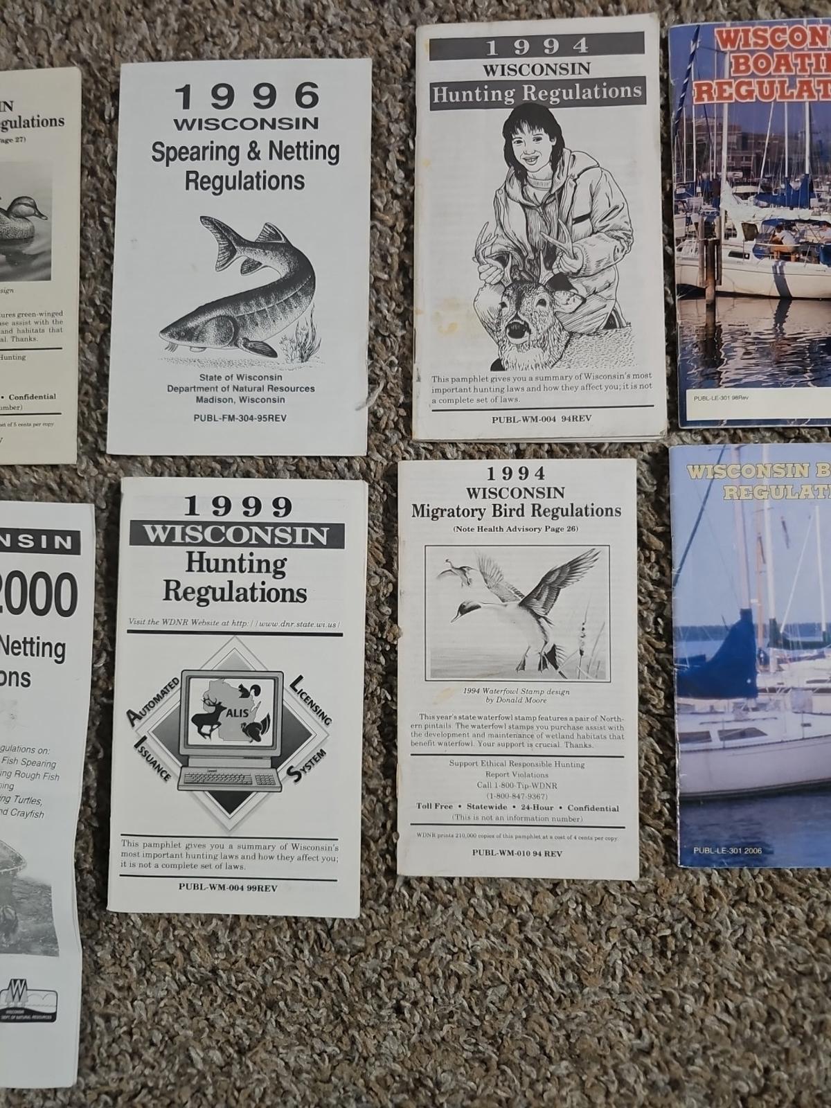 Vintage LOT 1990s WI DNR Regulations & Guide Pamphlets