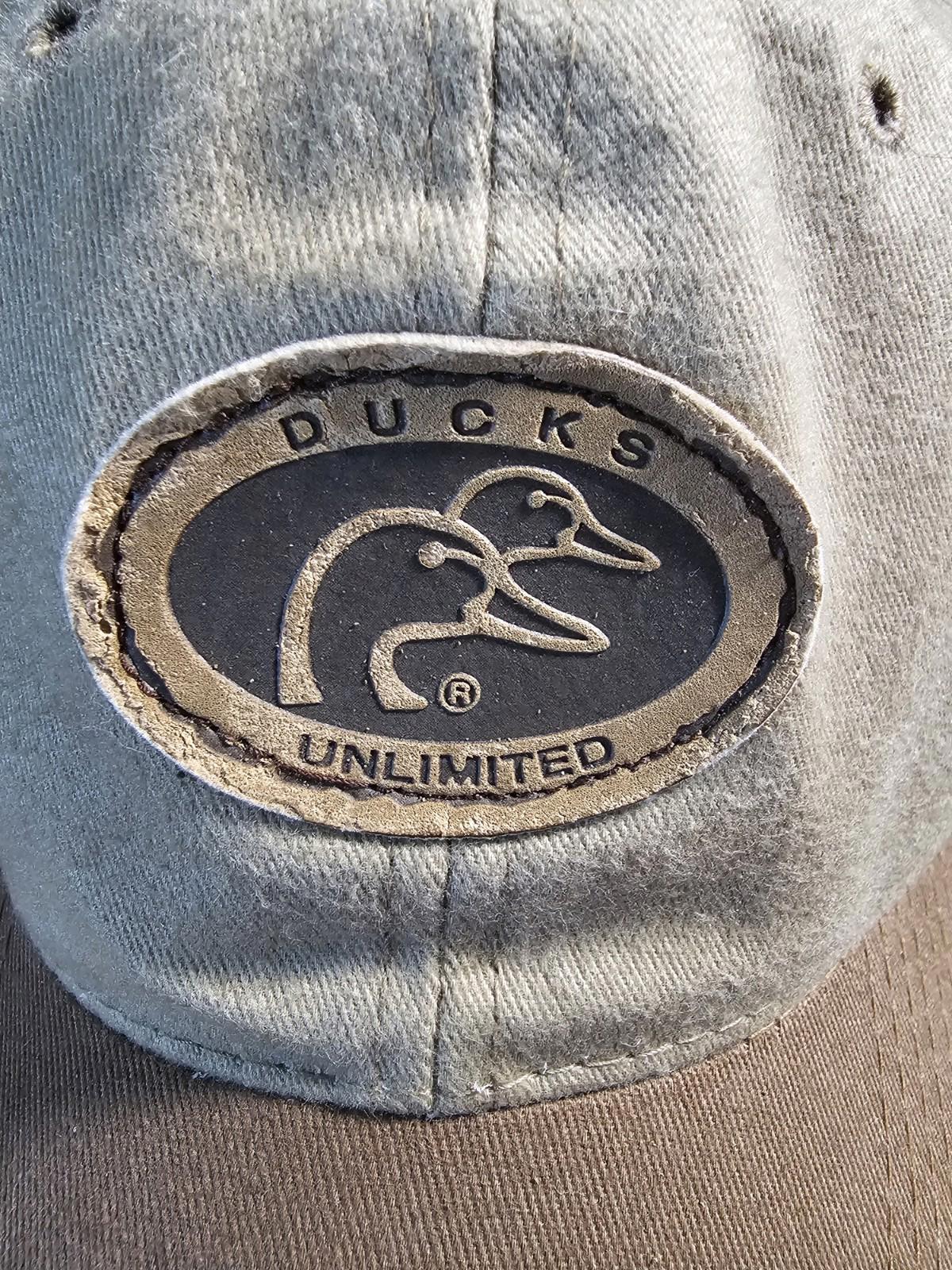 Ducks Unlimited Snap Back Khaki Cap Hat front Patch 2 Ducks