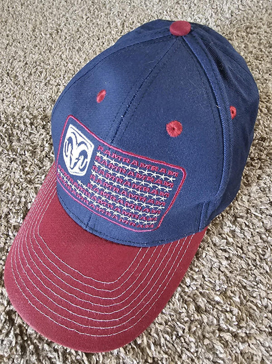 Dodge Ram Baseball Hat American Flag  USA Hook & Loop