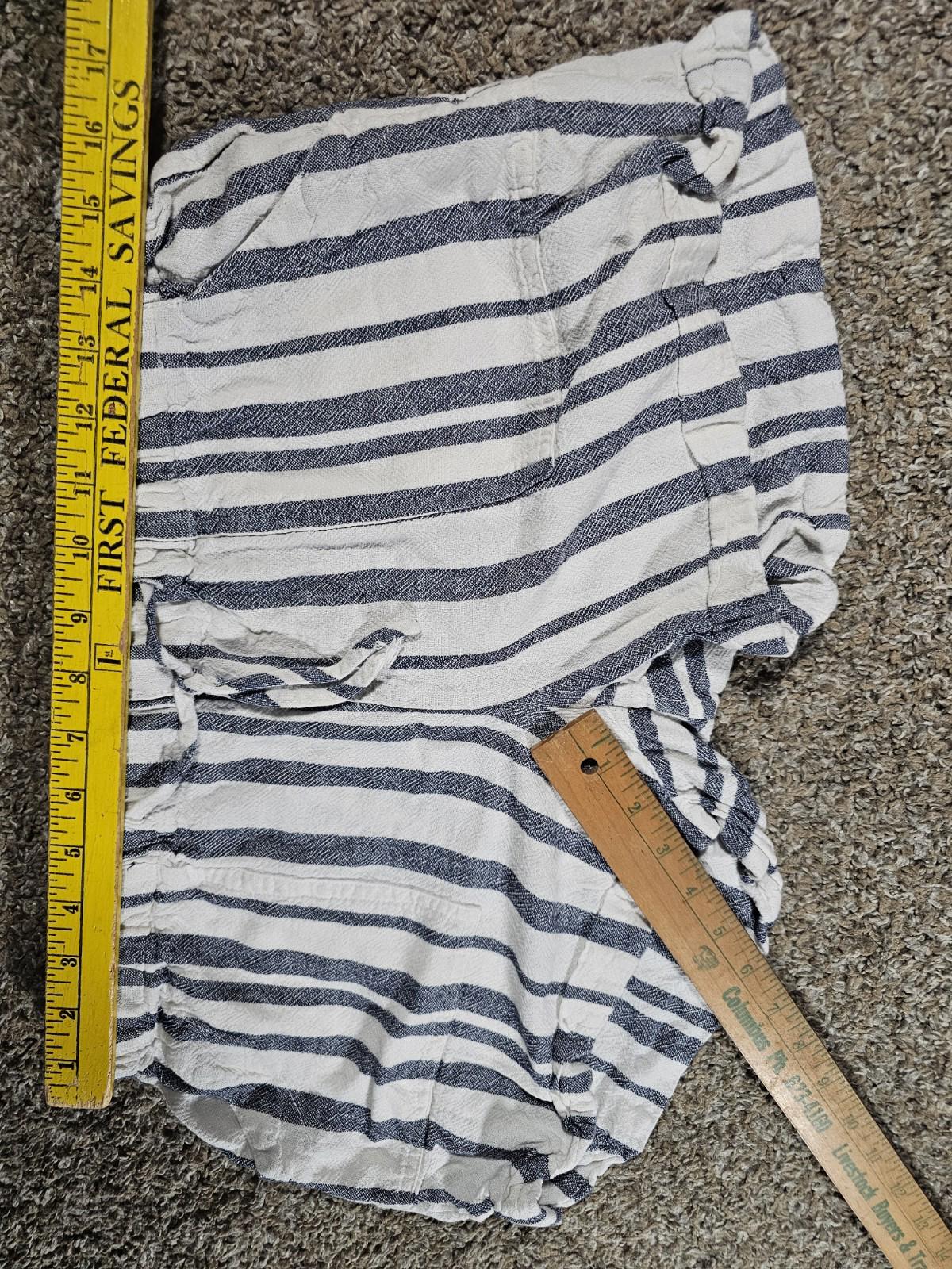 Just Living Linen Blue White Striped Small Shorts