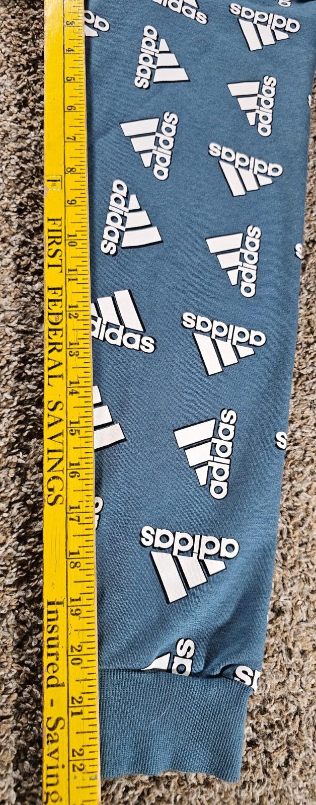 Adidas All Over Print blue Pullover Hoodie Sweatshirt Mens L