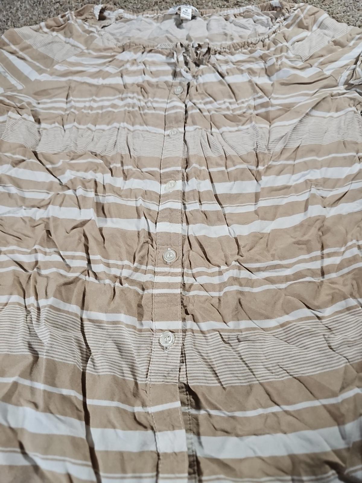 croft & barrow Brown White Striped Button Up Blouse M
