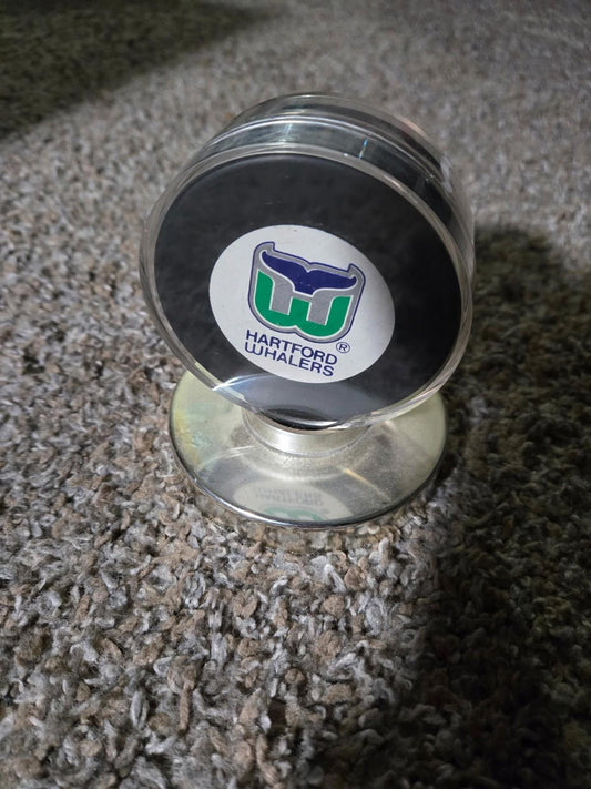 Hartford Whalers Vintage Logo NHL Hockey Puck Trench Mfg Display Case