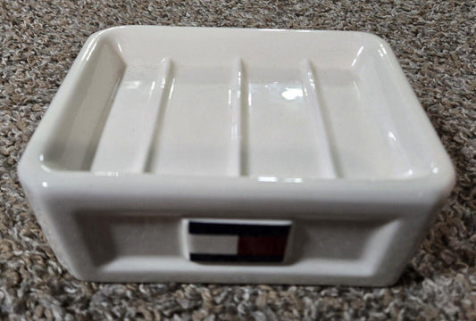 Vintage 1998 Tommy Hilfiger And Crest Design Ceramic Soap Dish