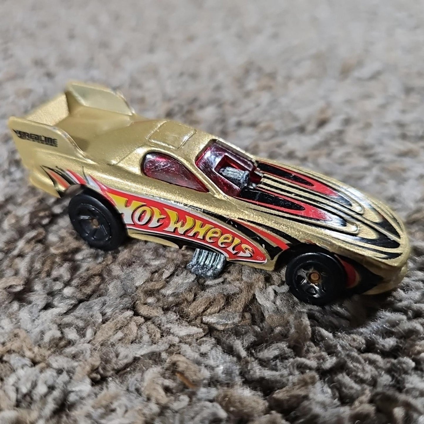 Gold Hot wheels Drag Racing Car Mattel 1977 Flip Up Hood