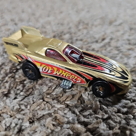 Gold Hot wheels Drag Racing Car Mattel 1977 Flip Up Hood