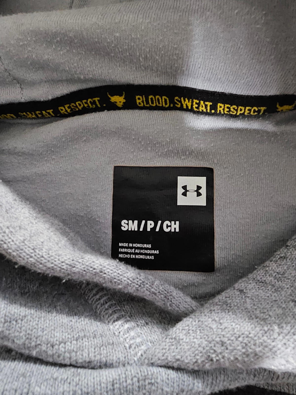 Under Armour Mens Project Rock Hoodie Blood Sweat Respect S
