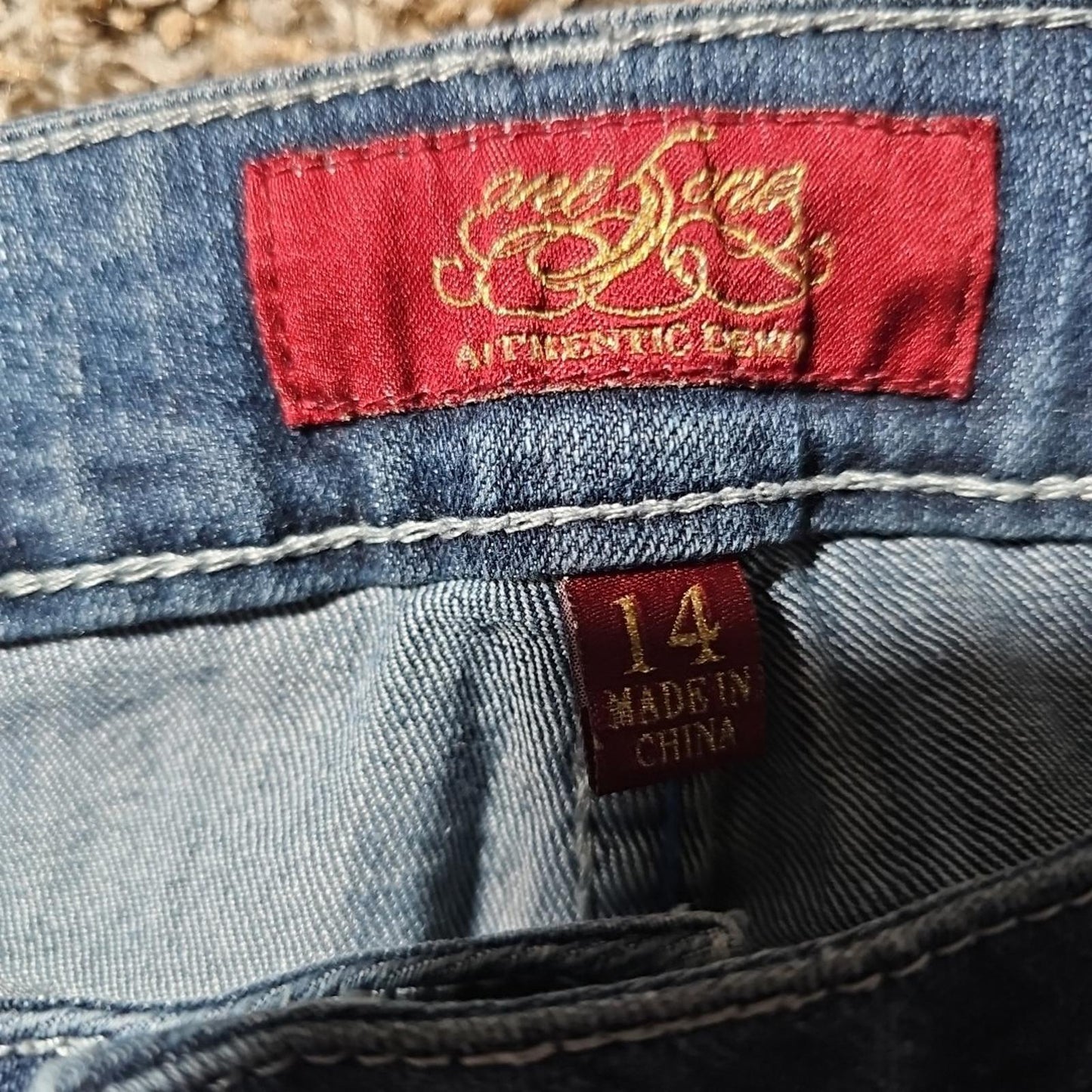 One5one Sz14 Jeweled Flap Pocket Jeans