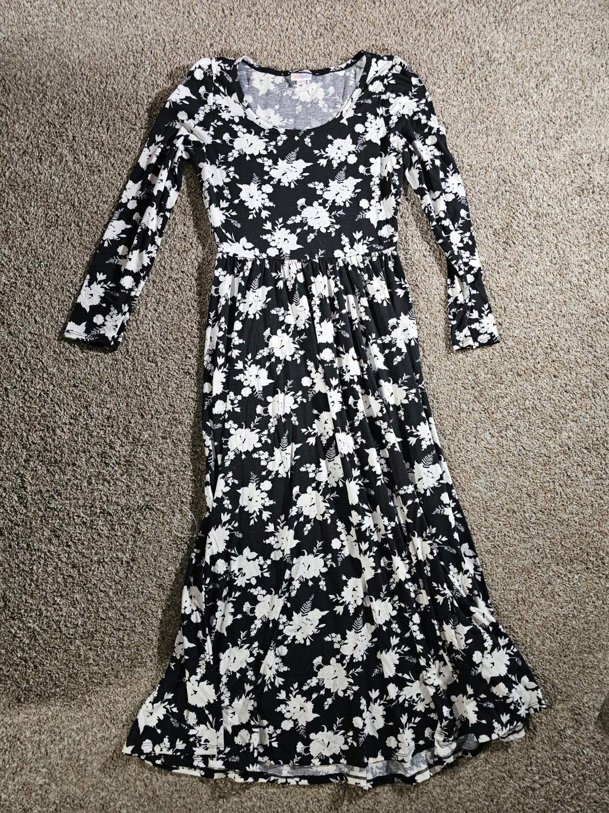 LuLaRoe Black & White Floral Dress S