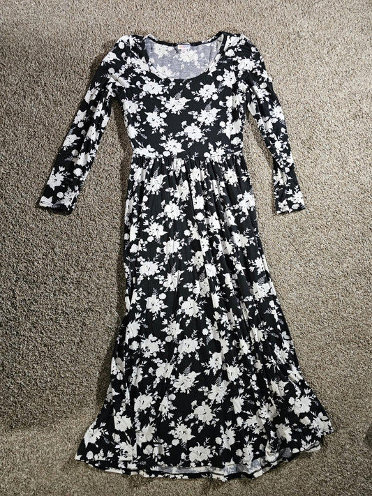 LuLaRoe Black & White Floral Dress S