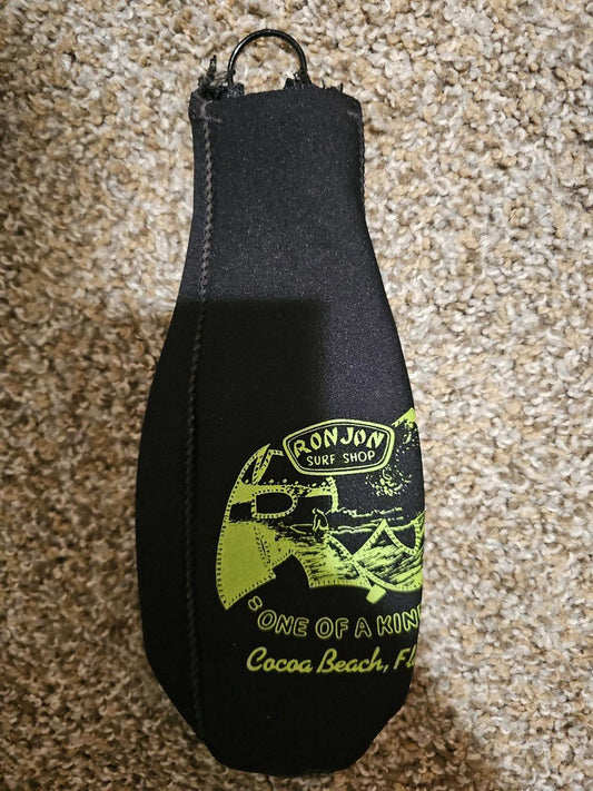 Ron Jon Surf Shop Coca Beach, Fla. Bottle Koozie Cooler Black Insulator Zip Up