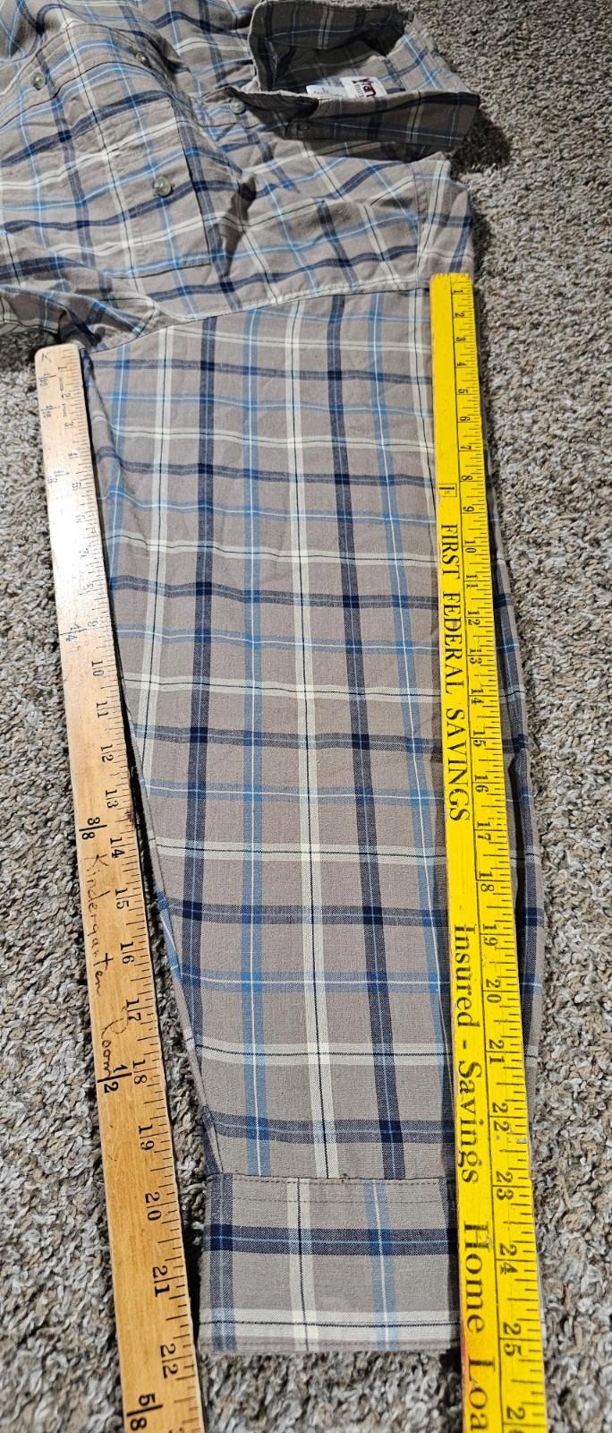 Wrangler Shirt Men XL Blue Brown Plaid Button Up Rugged Wear