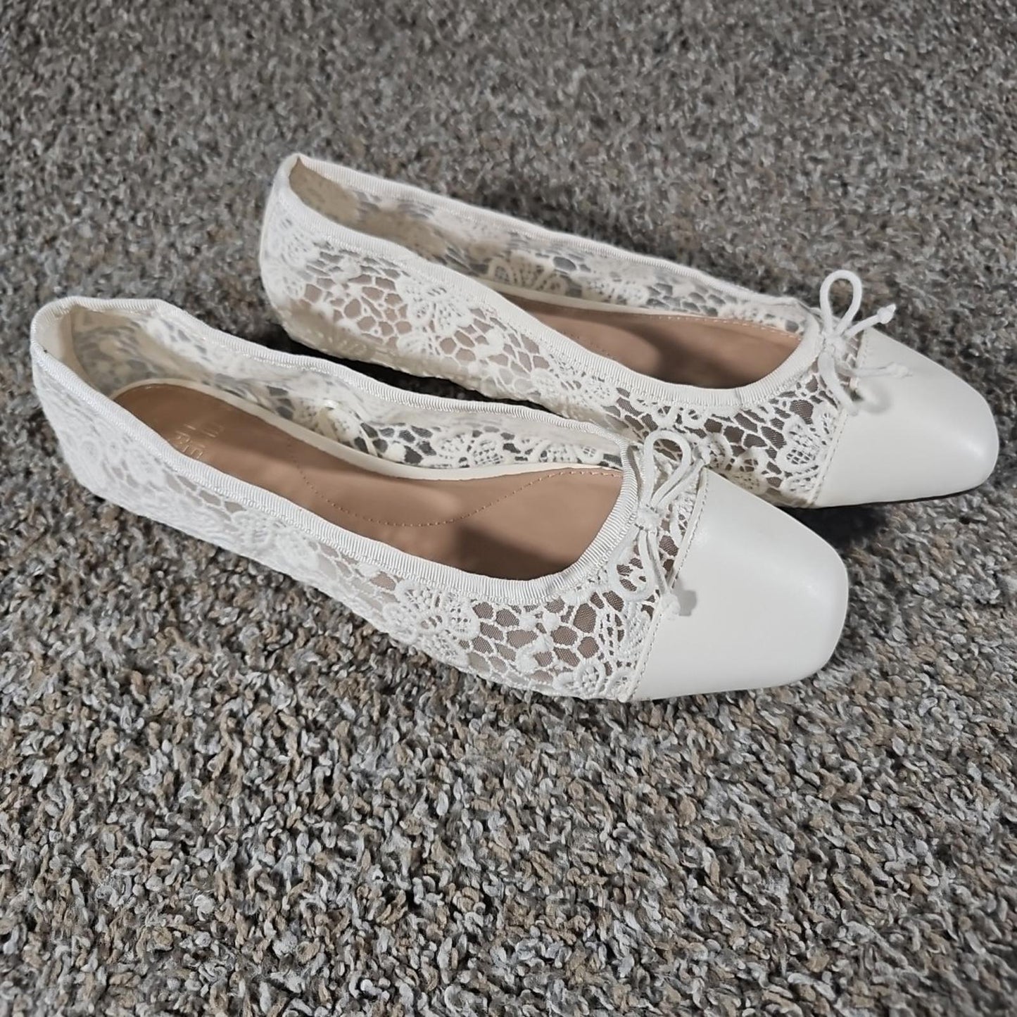 Time And Tru Sz 9 White Slip On Lace Loafer Shoes