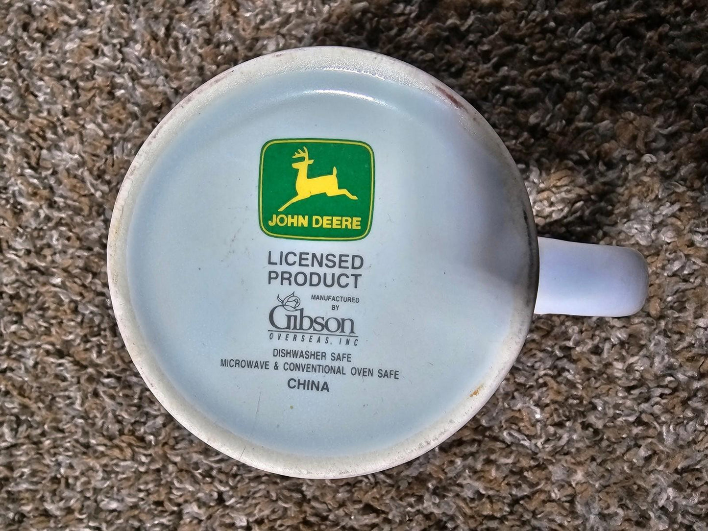 John Deere Coffee Mug Cup Farm Scene Tractor In Field Dog Plane Gibson