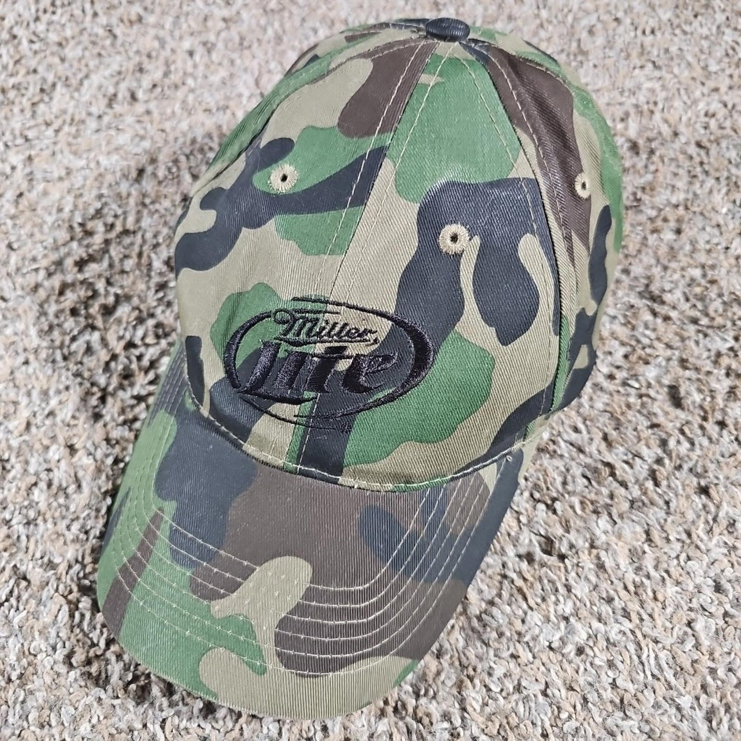 Vintage Miller Lite Camo Camouflage Hat Baseball Strapback