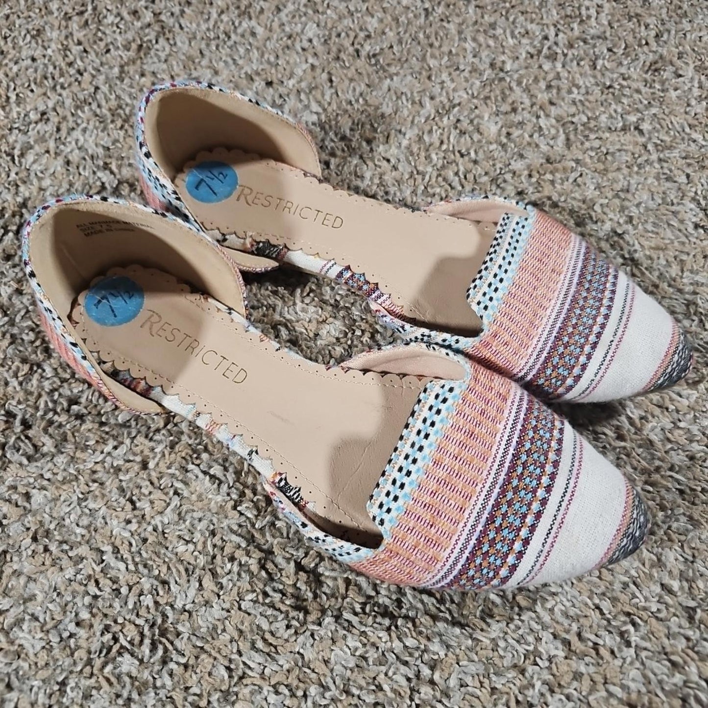 Restricted Womens Ballet Flats 7.5 Boho Casual Travel Shoes
