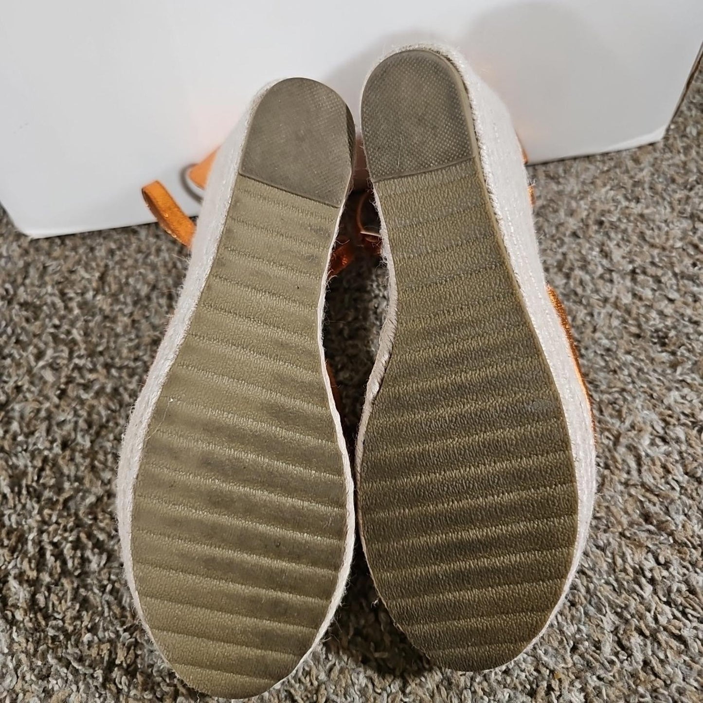 No Brand Sz42 Orange Wedge Sandal Heel MISSING 1 ANKLE STRAP