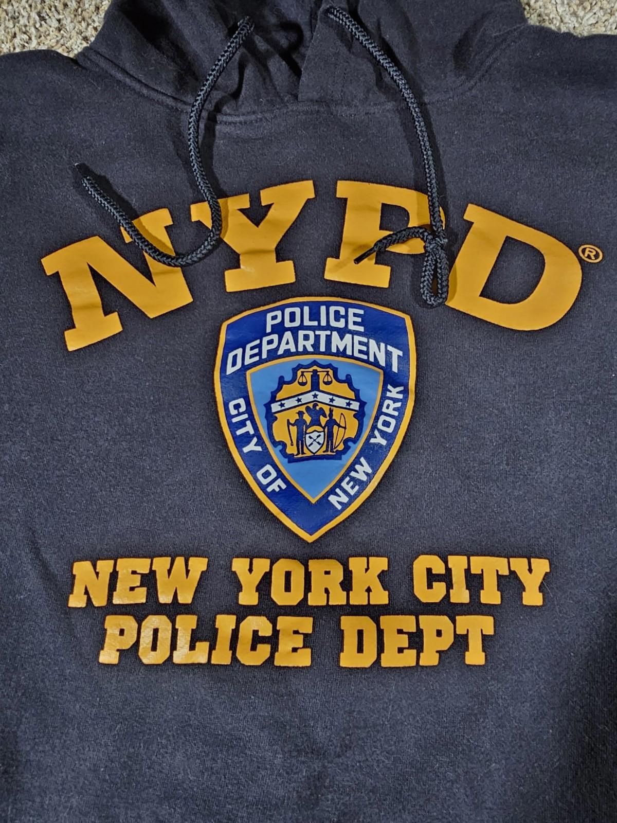 NYPD Hoodie Mens XL Blue Yellow New York Police Department