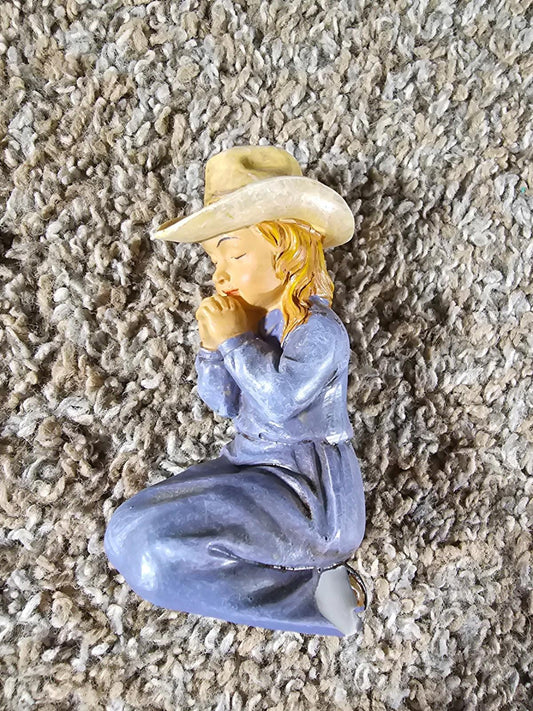 little cowgirl praying figurine Chipped