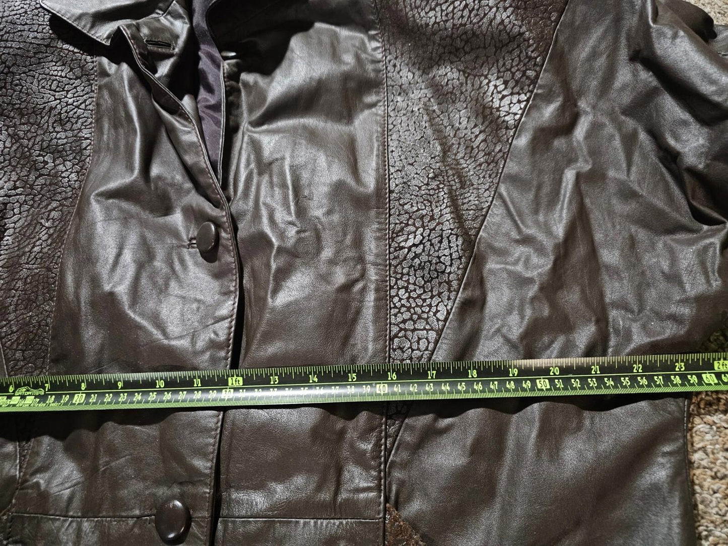 Comint Argentina Long Trench Style Brown Leather Jacket S