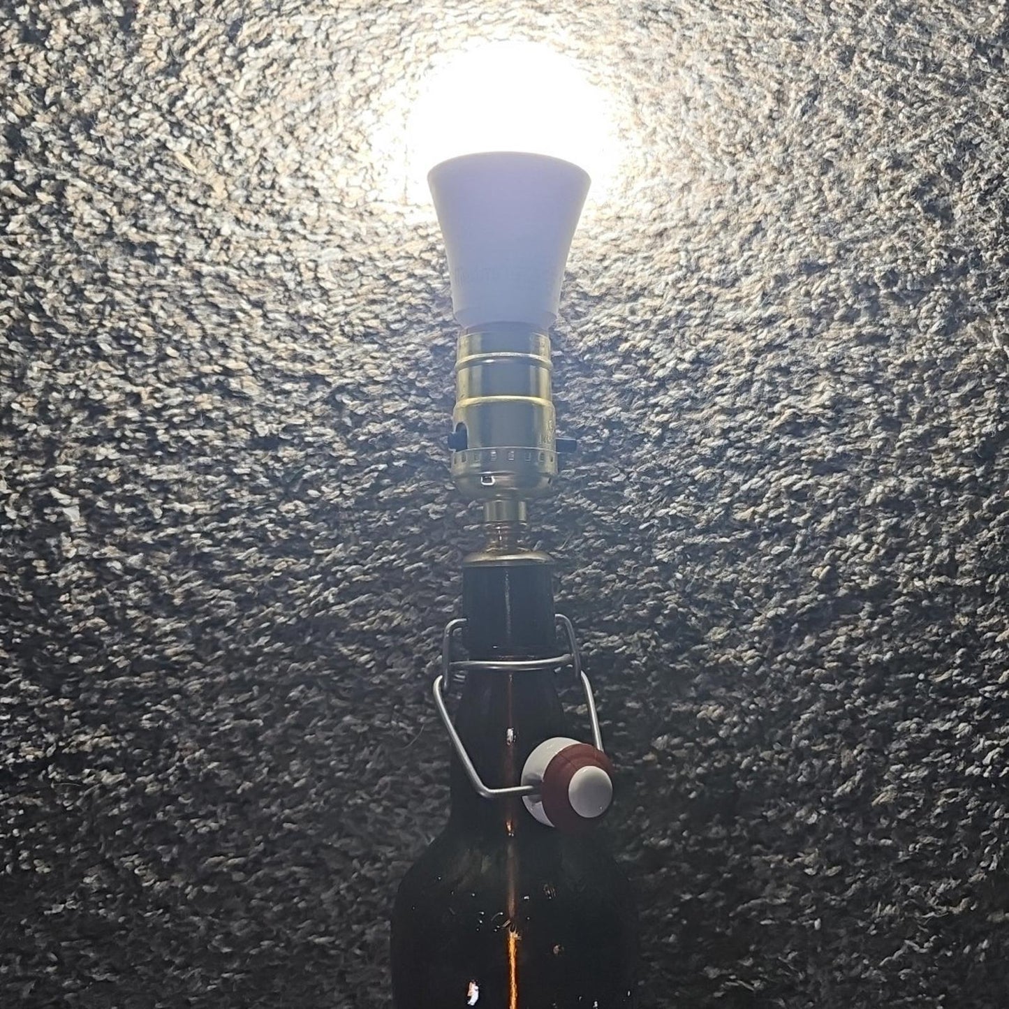 GROLSCH amber brown lager glass beer bottle with porcelain swing top Turned LAMP