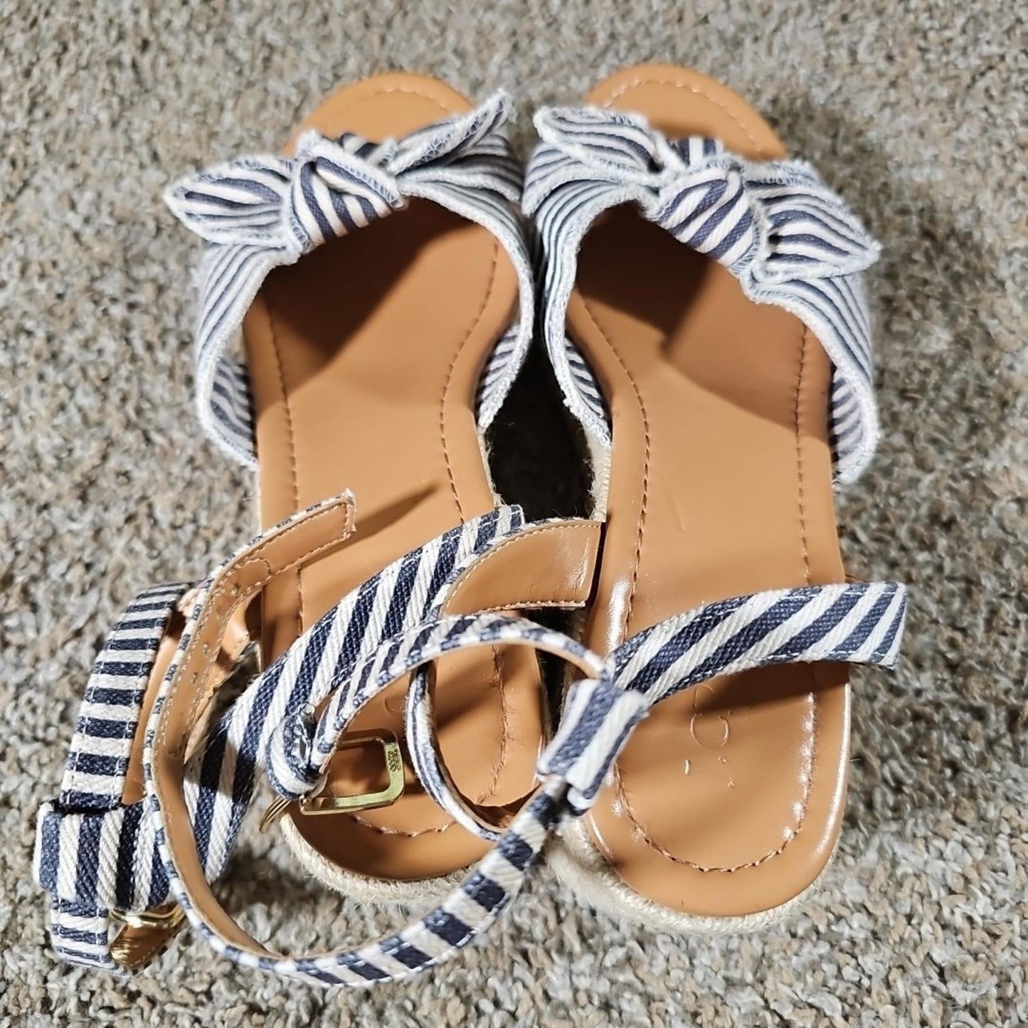 J. Crew Sz 9 Seersucker Dockside Sisal Platform Shoes