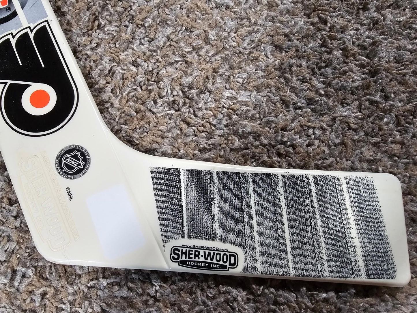 Vintage Sherwood NHL Philadelphia Flyers Mini Goalie Hockey Stick White Plastic