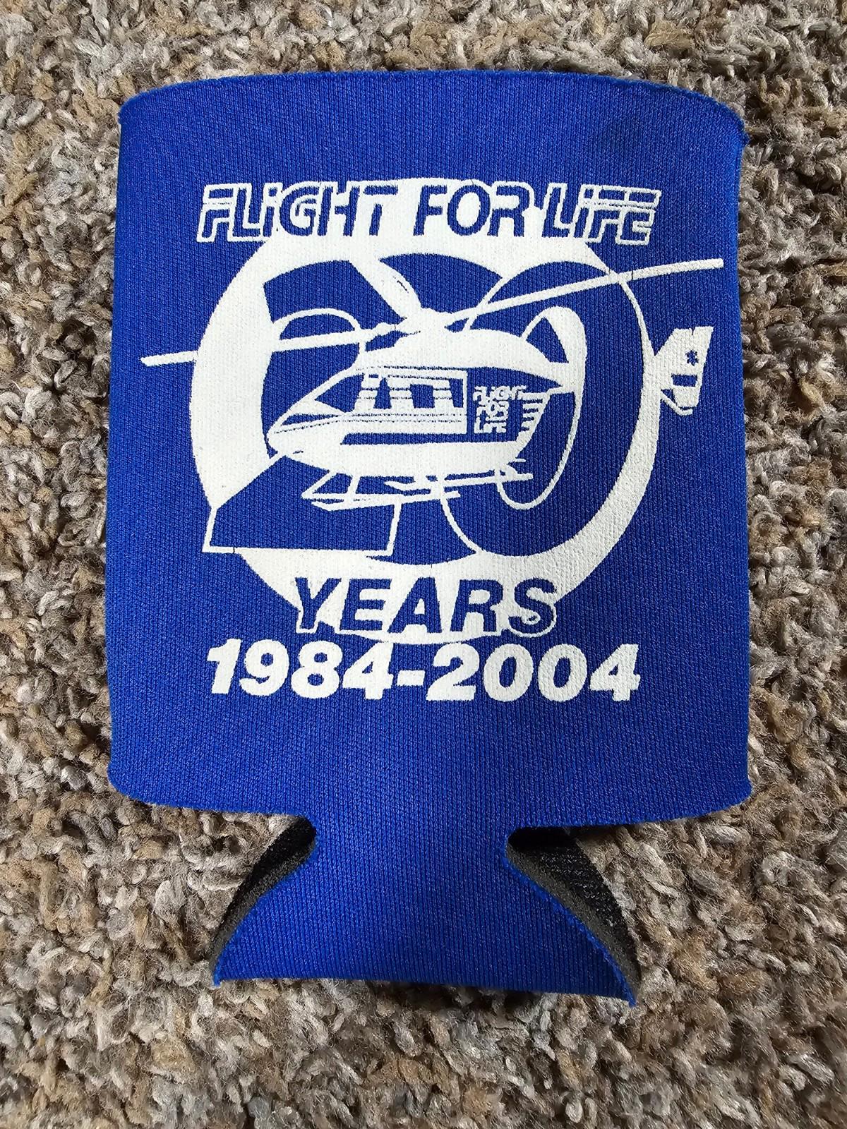 Flight For Life 20 Years Blue Can Koozie 1984-2004