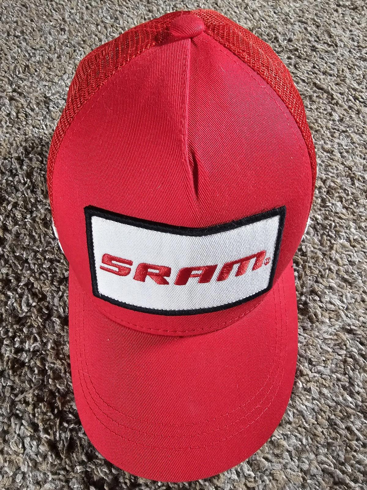 SRAM Trucker Hat Snapback Red White Mesh Cycling Adult