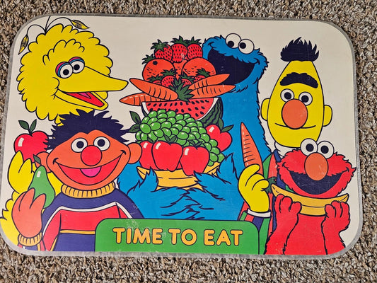 Vintage Sesame Street TIME TO EAT Double-Sided Activity Placemat 17" x 12" - USA
