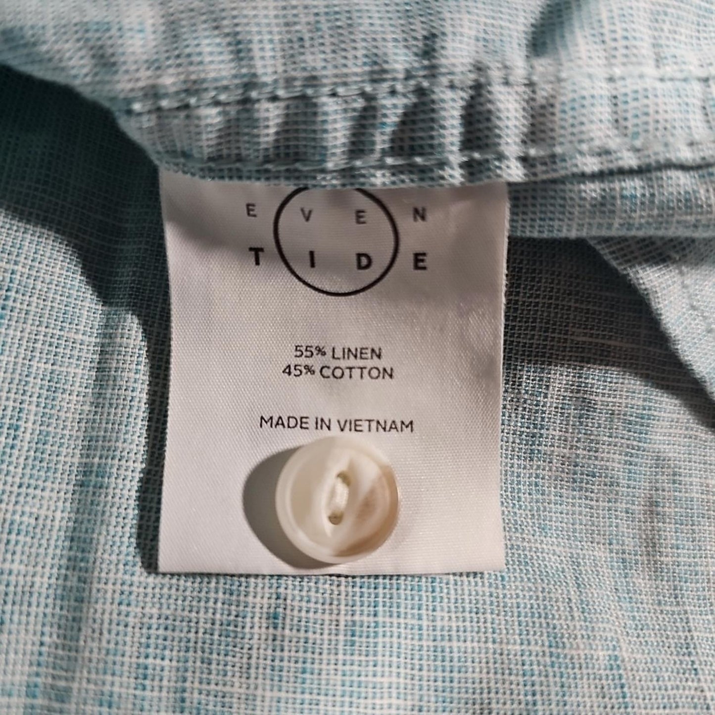 Even Tide Linen Cotton Short Sleeve Shirt Mens XL Button Up