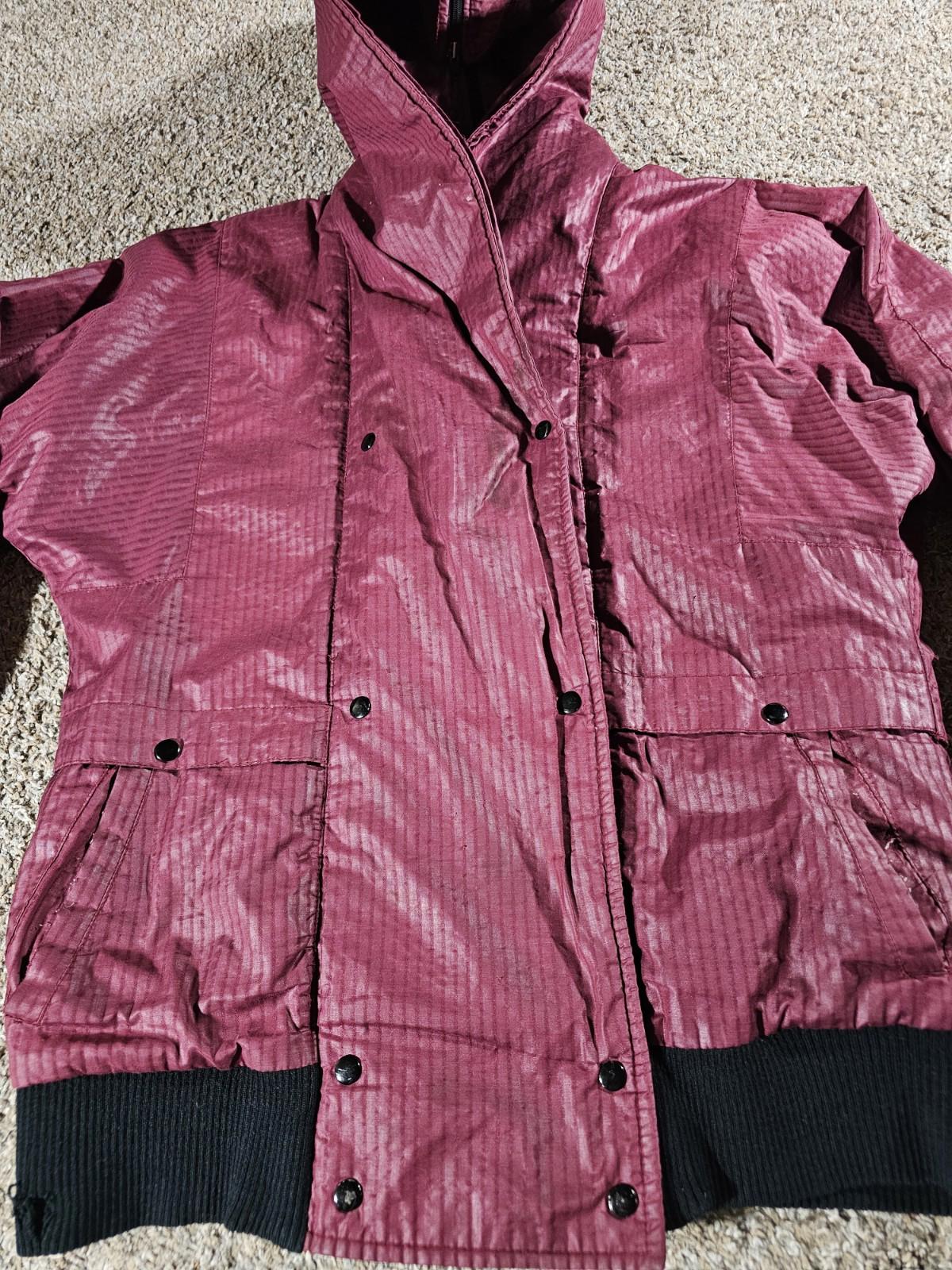 Jordache Hooded Coat Wine Red M Fullzip