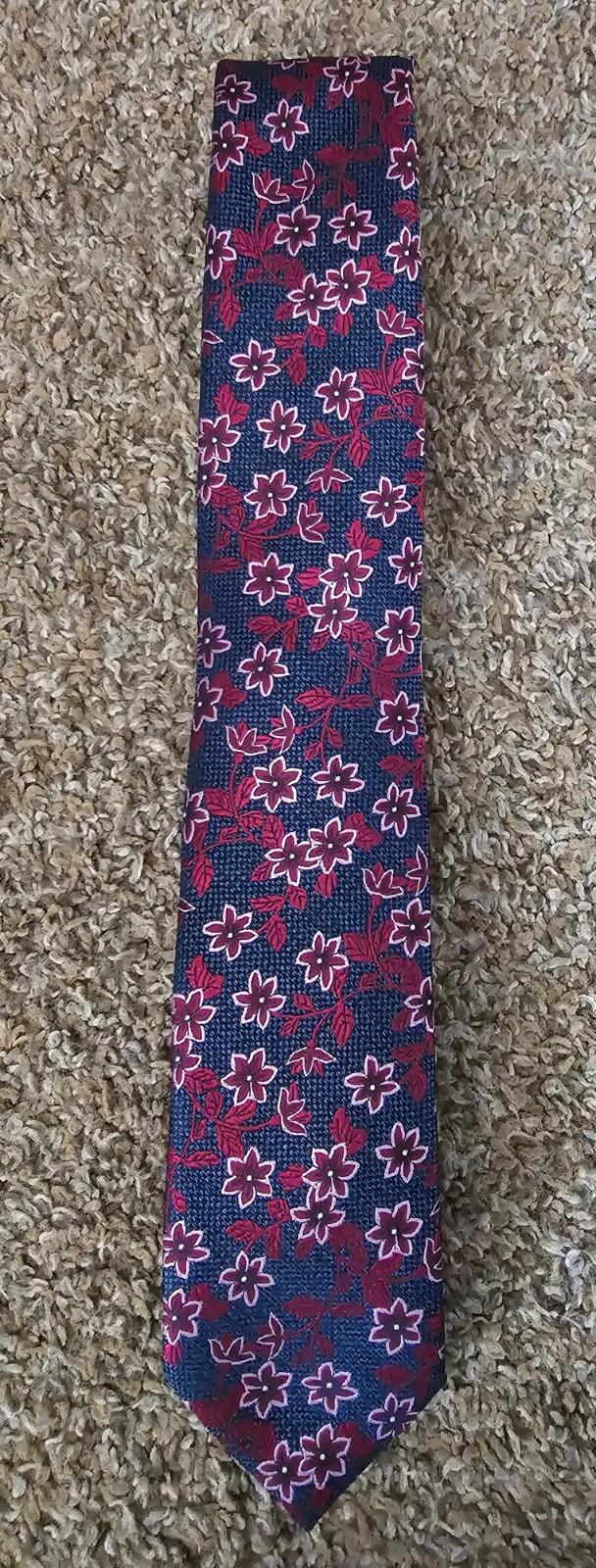 Pronto Oumo Floral Necktie Blue Purple Red Silk Blend