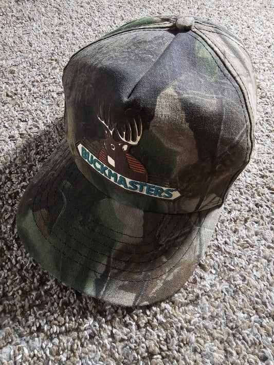 90s VTG Buckmasters Original Camo Snapback Hat Made In USA