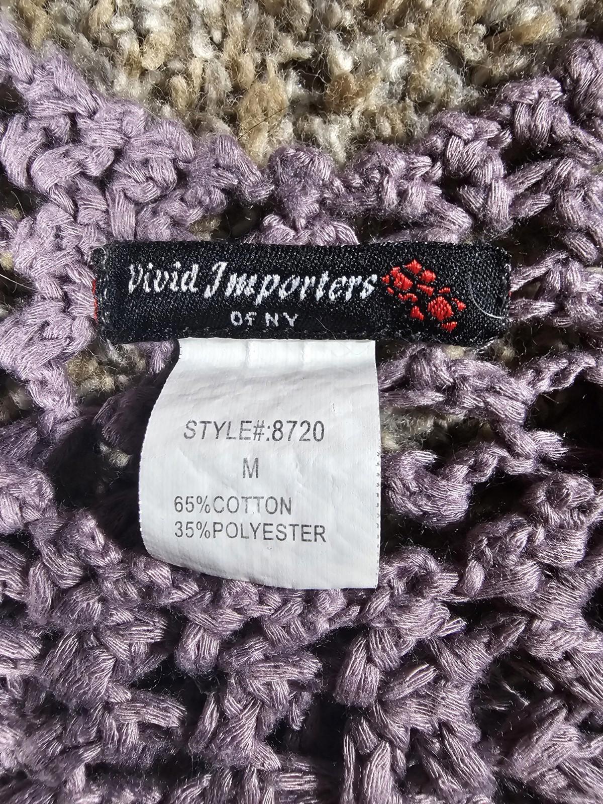 Vivid Importers NY Laven Western Boho Crocheted Purple Top M