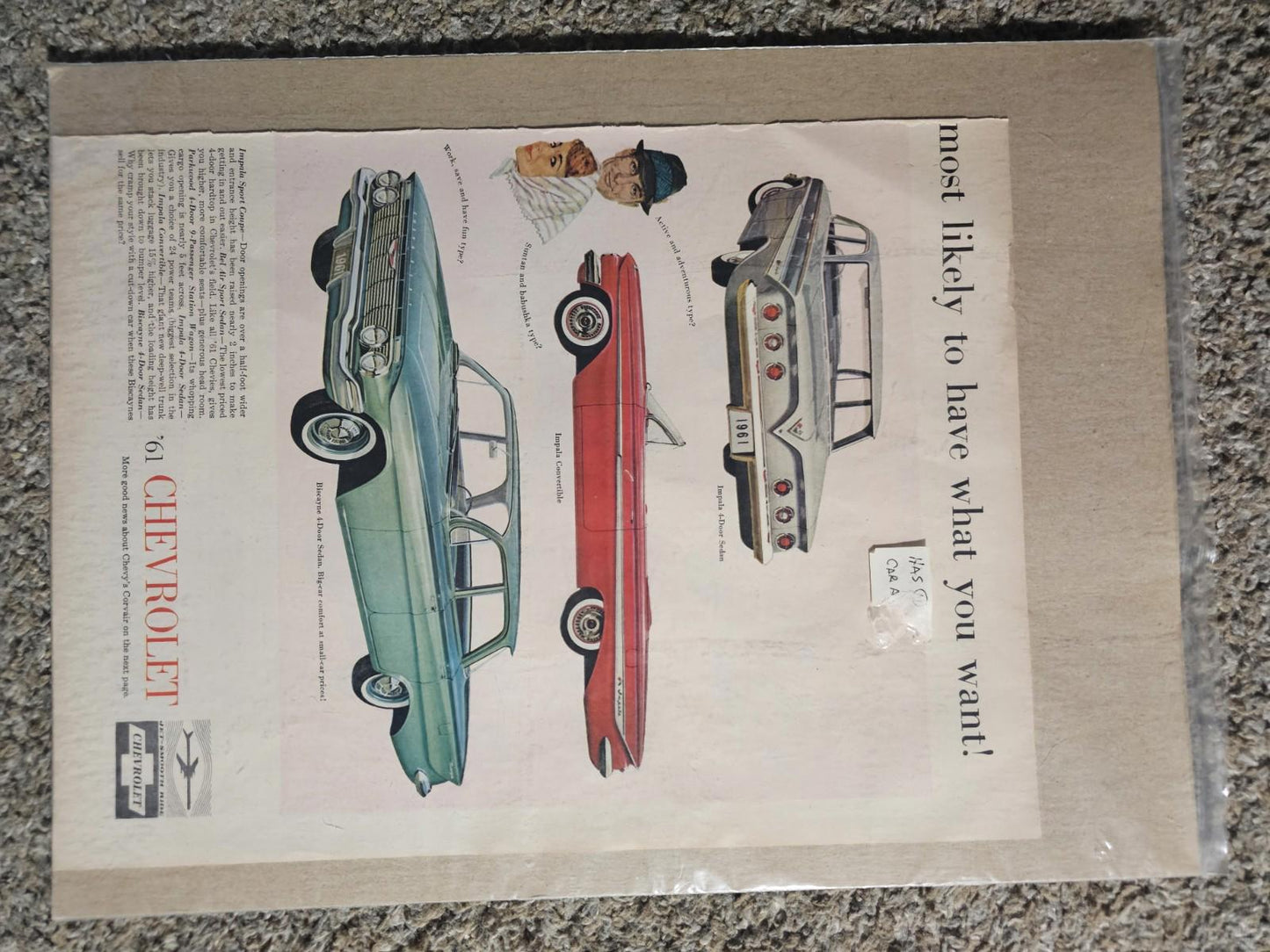 CHEVROLET 1961 CORVAIR Impala Print Ad