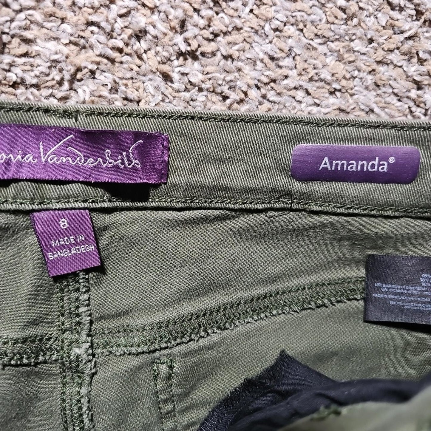 Gloria Vanderbilt Amanda Sz 8 Green Jeans