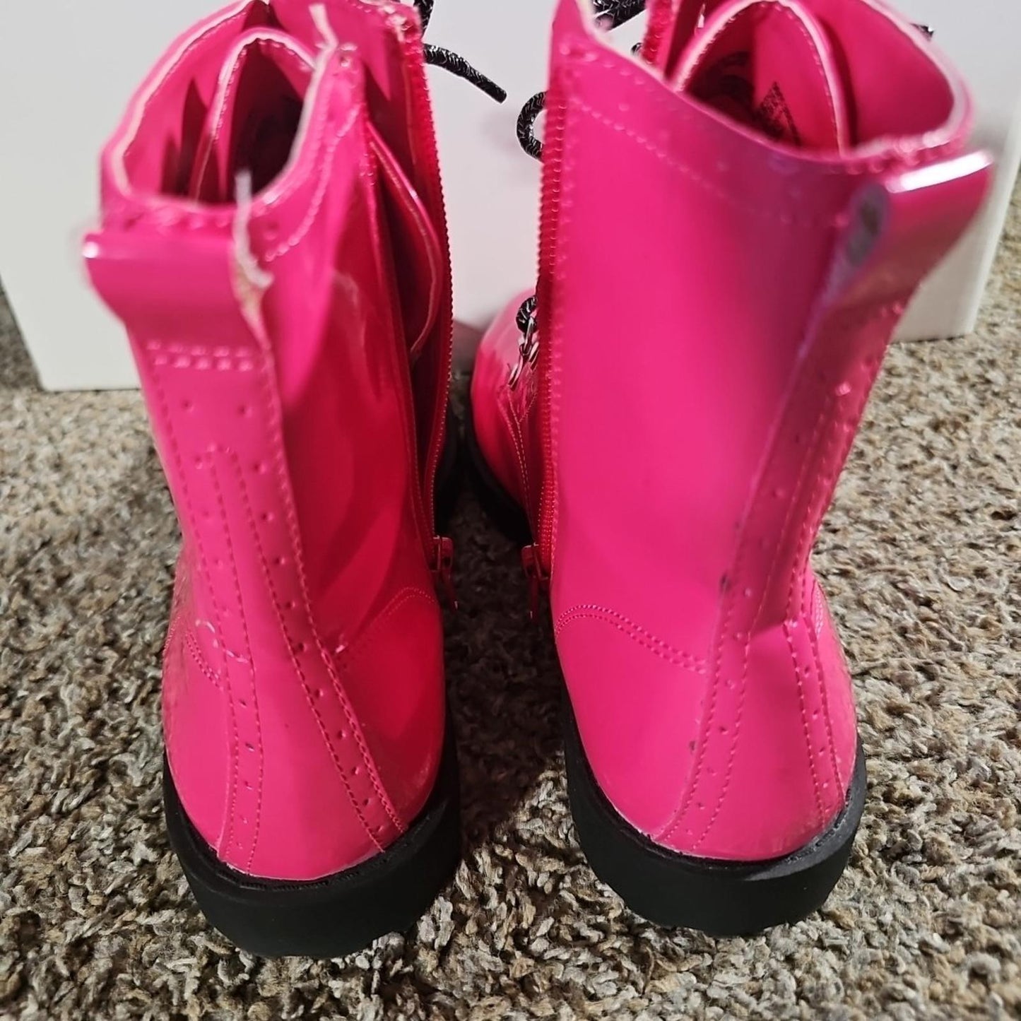 Wonder Nation Pink Zipper / Lace Up Combat Boot Style Sz 5