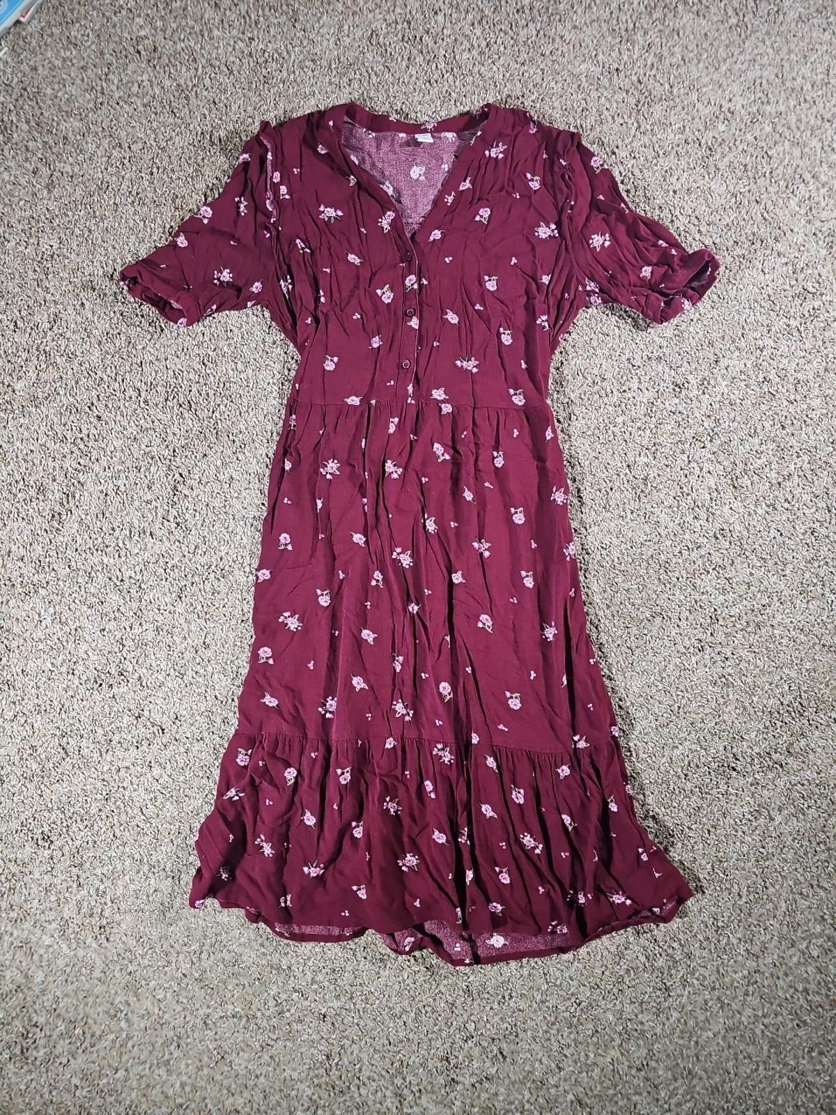 Old Navy Dress Red Floral Sz S