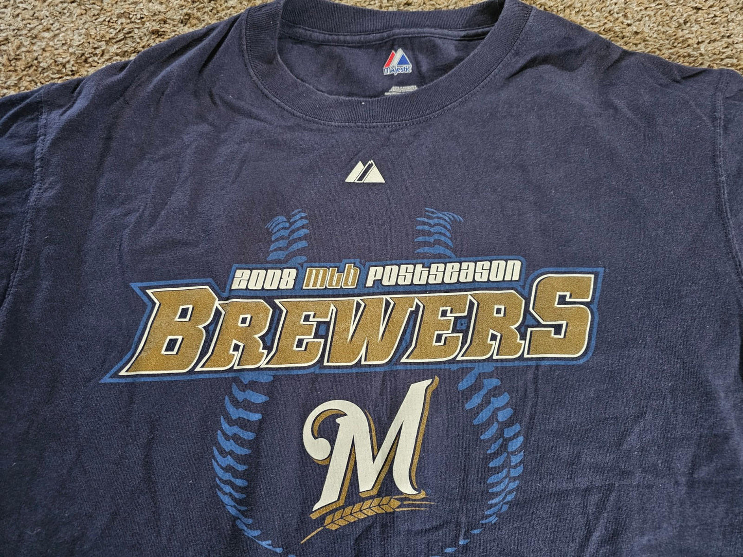 Milwaukee Brewers Mens T shirt L Post season 2008 Majestic