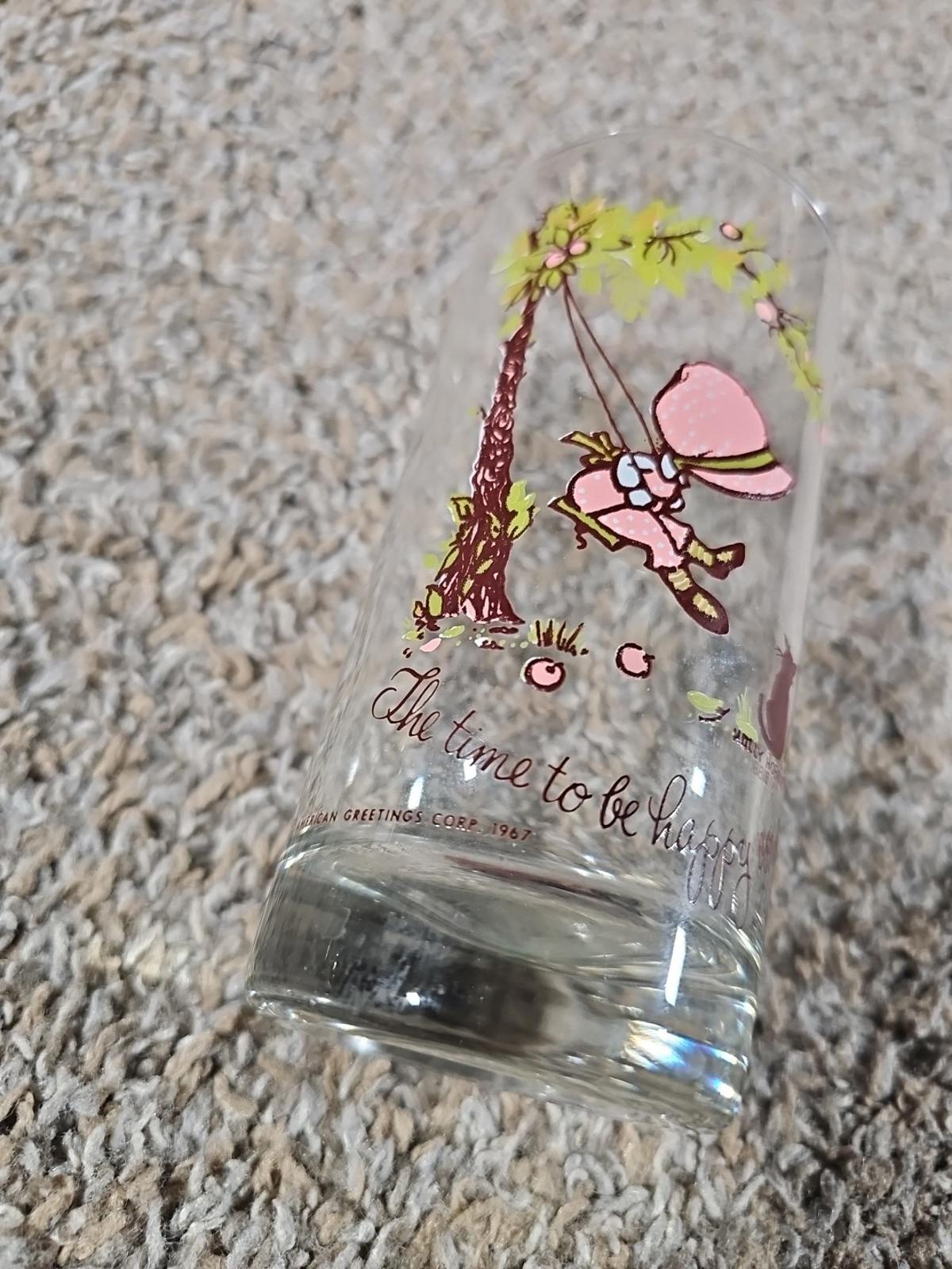 Vintage 1967 Holly Hobbie American Greetings 5.5" Glass The Time to be Happy